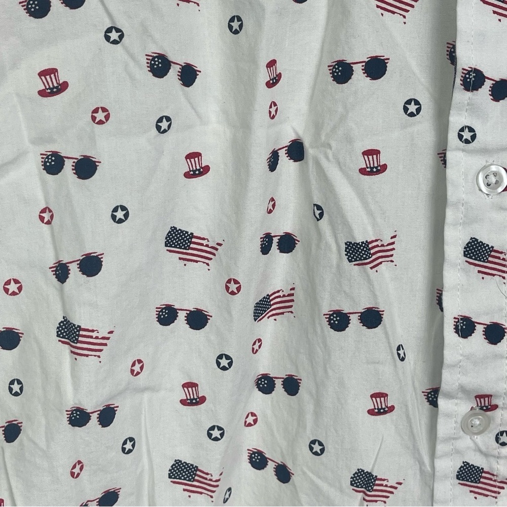 Eighty eight Platinum Americano Patriotic Print Short Sleeve Button Up Shirt - Picture 3 of 4